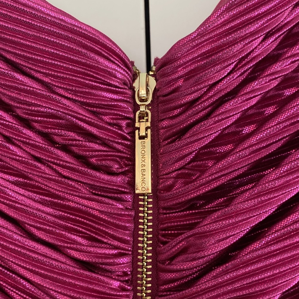 Bronx & Banco NWT Womens Florence Fuchsia Mini Dress Gold Zipper Tulle Size 8 US - Picture 7 of 16